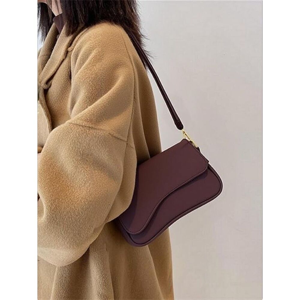 Women Suede Coffee Imported Casual Leather Waterproof Lightweight Hobo Handbag - Picture 4 of 4